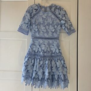 Light Blue Floral Lace Dress